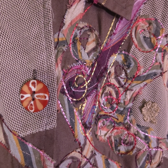 Life Style Lightweight Button Down Jacket Size Small Artsy Art To Wear - Picture 3 of 9